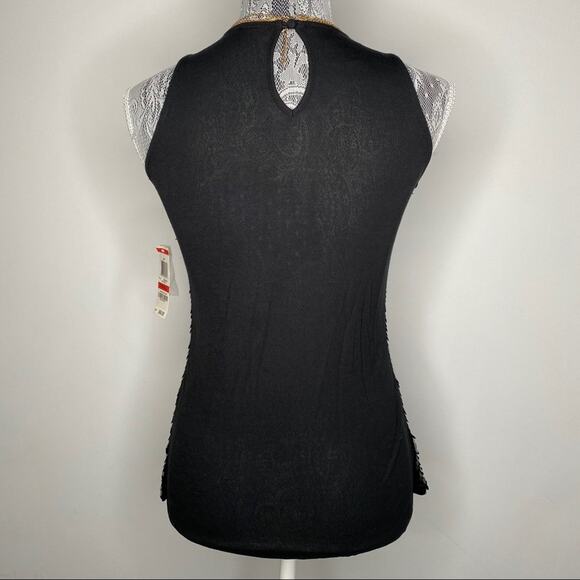 INC INTERNATIONAL CONCEPTS Black Sequin Embellished Sleeveless Blouse Top XS - Picture 2 of 6